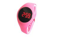 Cronógrafo rosado del reloj de las muchachas Niza LED Digital con la hebilla de la PU