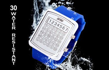 Resistente de agua del reloj los 30m del silicón LED Digital del contraluz del EL