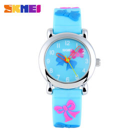 Forme a flor preciosa el reloj de Digitaces análogo del cuarzo, reloj azul de Silcione del muchacho/de la muchacha